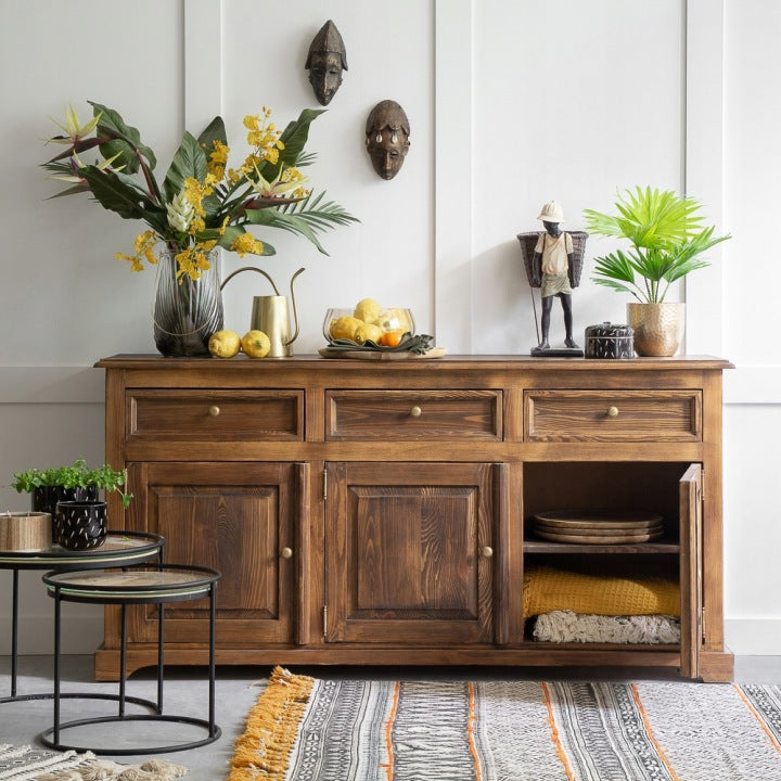 Rustic Solid Wood Bedroom Sideboard