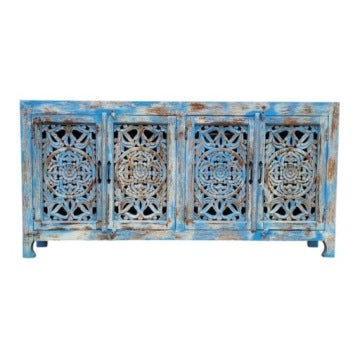 Nimmi 180 cm Indian Mango Wood Sideboard in Blue Finish