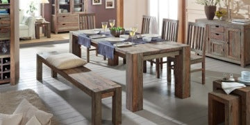 Large 180 cm Solid Rosewood Dining Table in Grey Finish