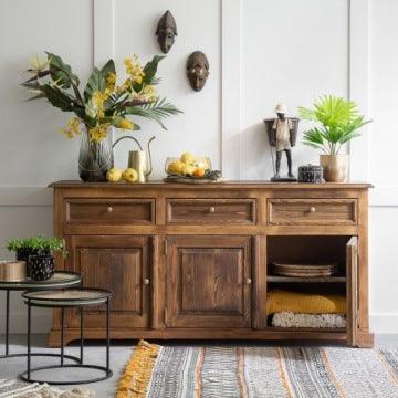 Rustic Solid Wood Bedroom Sideboard
