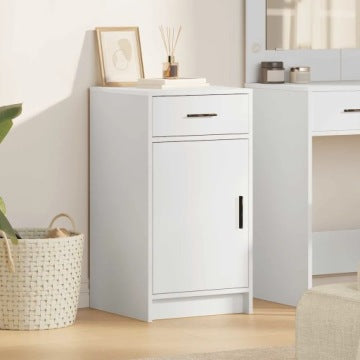 White Composite Wood Chest of Drawers 40 x 41 x 75 cm