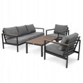 Grey 5-Person Aluminium Garden Furniture Set with Wood-Effect Table
