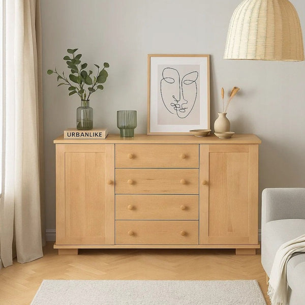 Modern II Solid Wood Sideboard 137 cm in Oak Finish