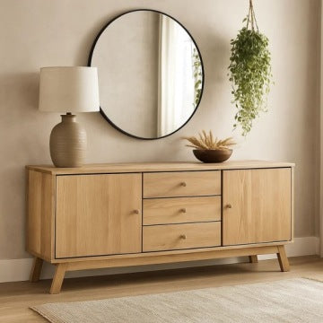 Oregon Wood II Solid Wood Sideboard 160 cm in Natural Oak Finish