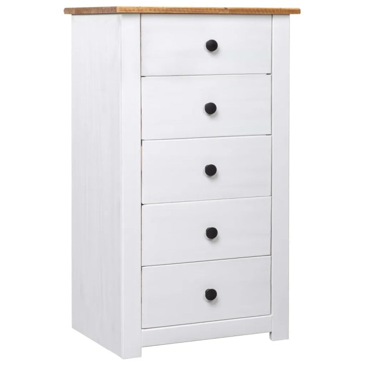 Panama White Solid Pine Chest of Drawers with 5 Drawers