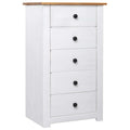 Panama White Solid Pine Chest of Drawers with 5 Drawers