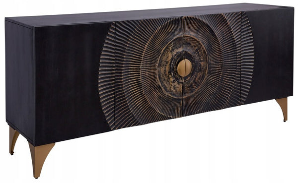Golden Sunset Black Mango Wood Living Room Sideboard 177 cm